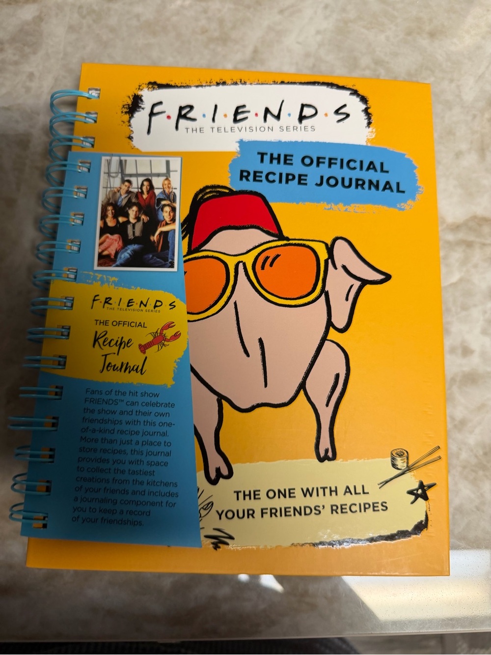 FRIENDS Bright Yellow Recipe Journal with Blue Spiral